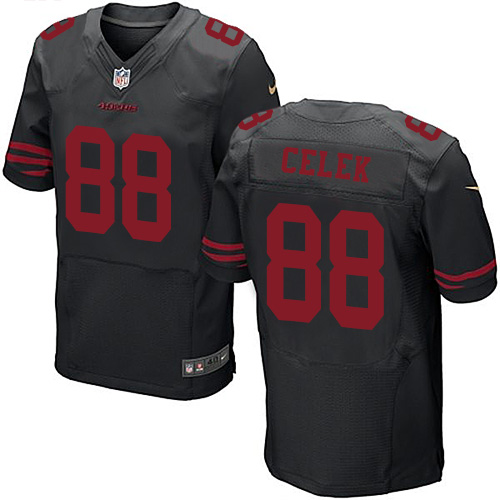 Men's Elite Garrett Celek Nike Jersey Black Alternate - #88 NFL San Francisco 49ers